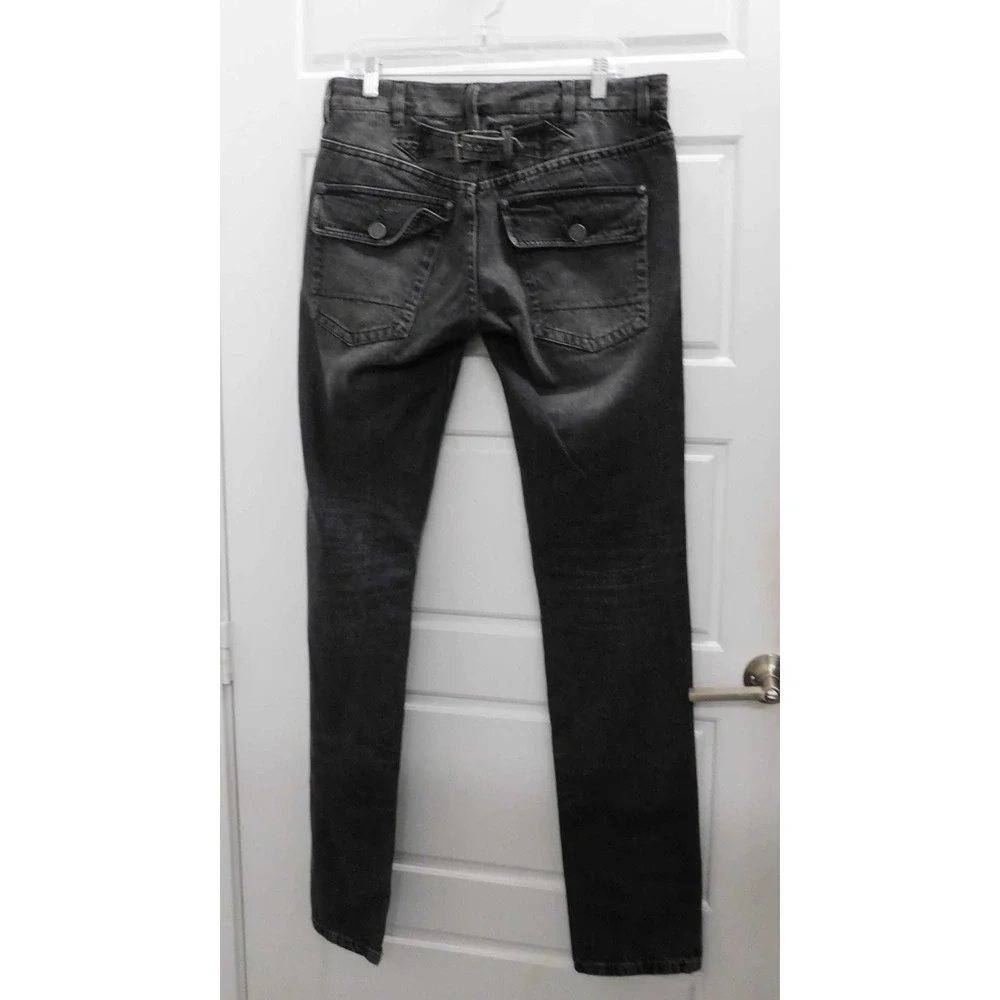 JOHN GALLIANO AUV207L WASHED CREASED BLACK DENIM JEANS‎ Italy 34 Waist
